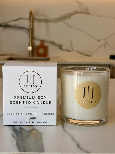 Lavende Luxury Soy Candle | 400g Hand-made Clear Glass Vessel